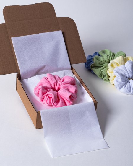 Muślinowa Scrunchie Duża - jasny róż
